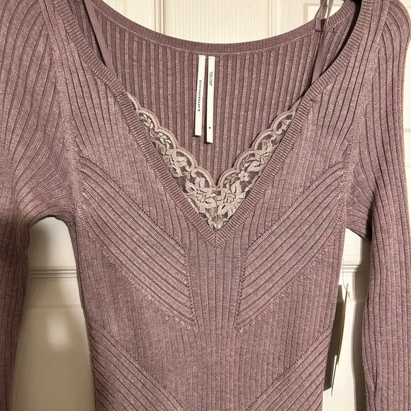 NWT Anthropologie V-Neck Lace Twofer Sweater Dress - Picture 5 of 10